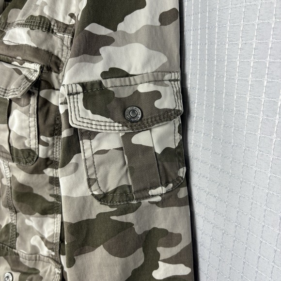 Kensie Jeans Camo Denim Jean Jacket Womens Large Utility Military Army Stretch - Picture 6 of 9